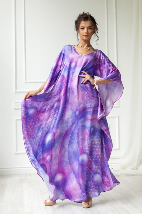 Шелковое платье «Совершенство», лиловое